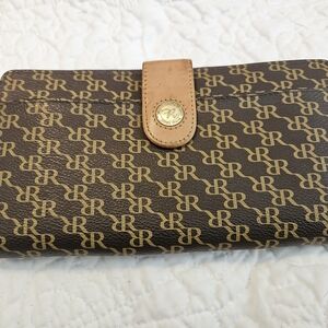 Rioni Brown and Tan Logo Wallet